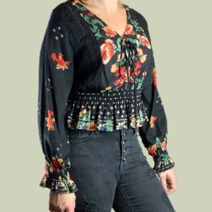Angie Floral Peasant Blouse